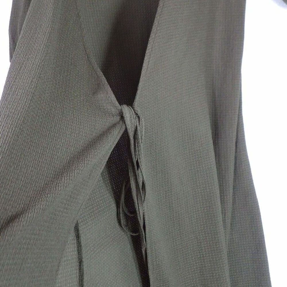 LASCANA Cardigan Cover Up Women XL Olive Green Tie-Front Puff Sleeve Ribbed - Picture 8 of 11